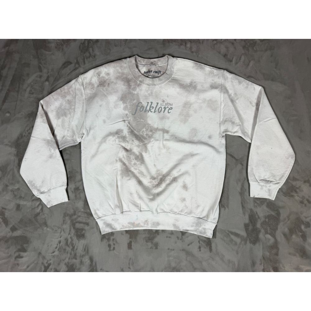 Taylor Swift Folklore Album Grey Tie Dye Crewneck Sweatshirt Official Merch M